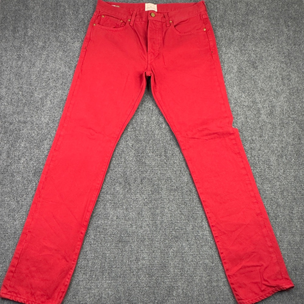Sid Mashburn Jeans Mens 33x32 Red Button Fly Straight Leg Casual 5 Pocket Preppy